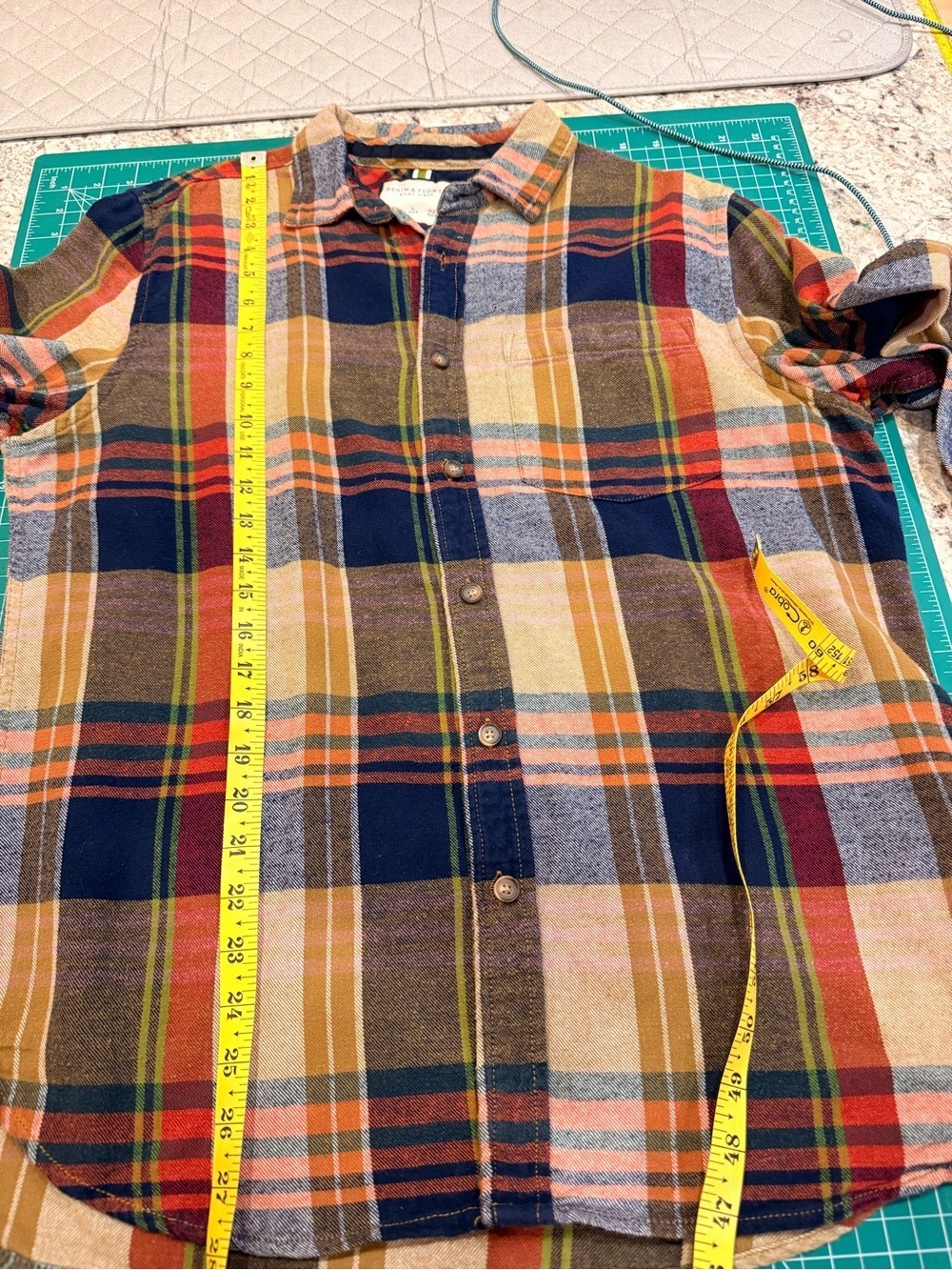 Denim & Flower Ricky Singh Plaid Flannel Shirt Large 100% Cotton Fall - Picture 5 of 10